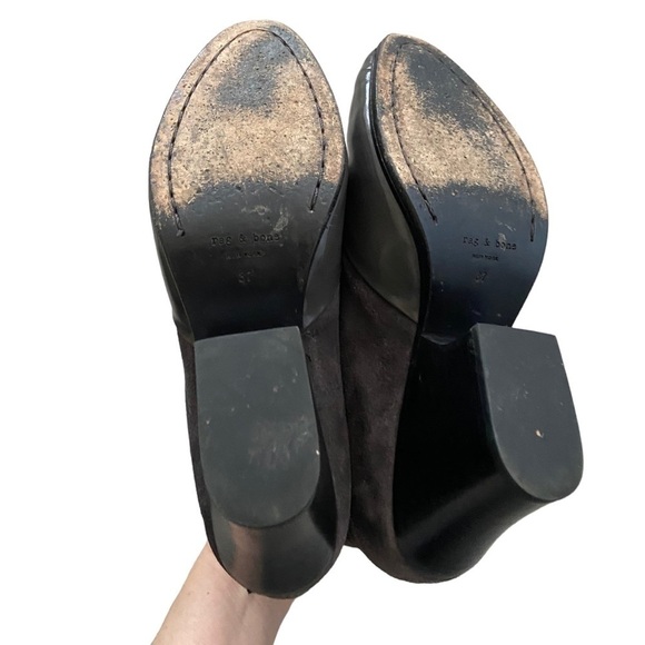 Rag & Bone Tassel Zip Ankle Bootie black size 7 leather chunky heel - Picture 9 of 11